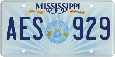MS license plate AES929