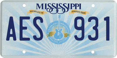 MS license plate AES931