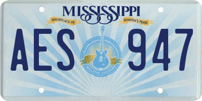 MS license plate AES947