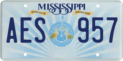 MS license plate AES957
