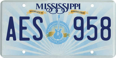 MS license plate AES958