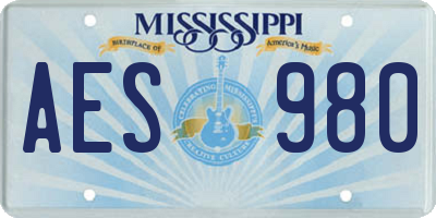 MS license plate AES980