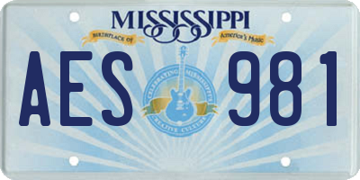 MS license plate AES981