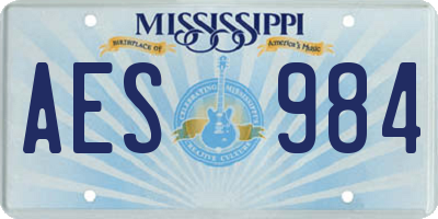 MS license plate AES984