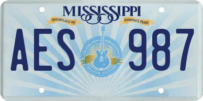 MS license plate AES987