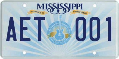 MS license plate AET001