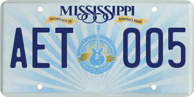 MS license plate AET005