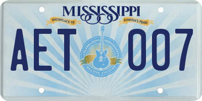 MS license plate AET007