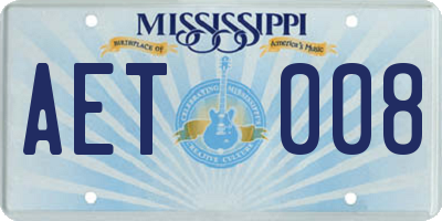 MS license plate AET008