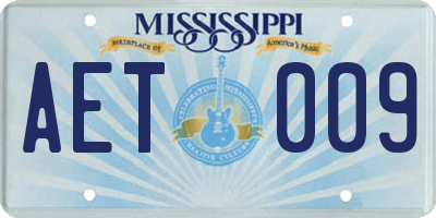 MS license plate AET009