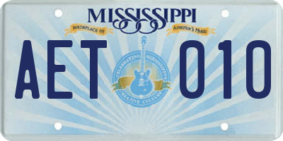 MS license plate AET010