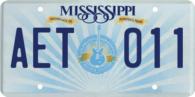 MS license plate AET011