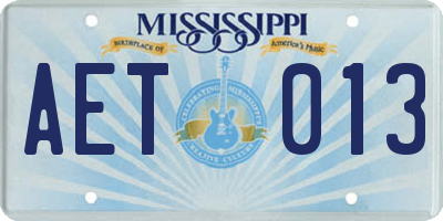 MS license plate AET013