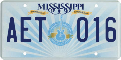 MS license plate AET016