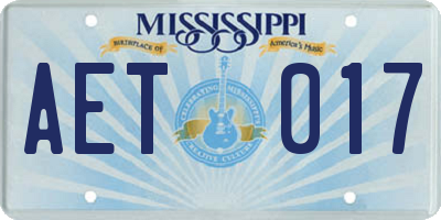 MS license plate AET017