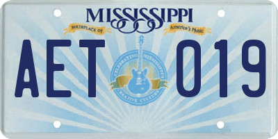 MS license plate AET019