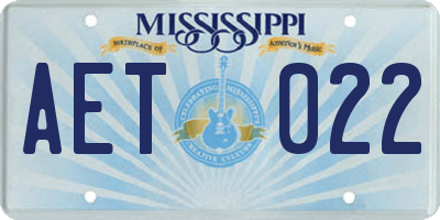 MS license plate AET022
