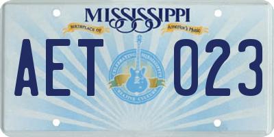 MS license plate AET023