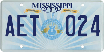 MS license plate AET024