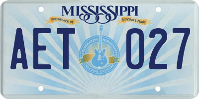 MS license plate AET027