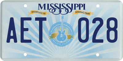 MS license plate AET028