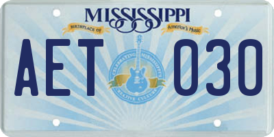 MS license plate AET030