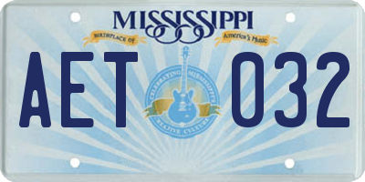 MS license plate AET032