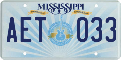 MS license plate AET033