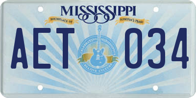 MS license plate AET034