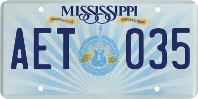 MS license plate AET035