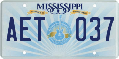 MS license plate AET037