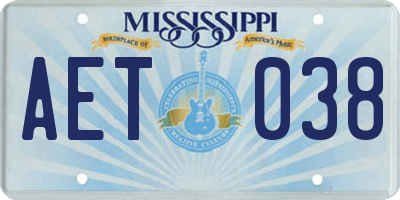 MS license plate AET038