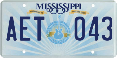 MS license plate AET043