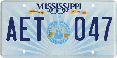 MS license plate AET047