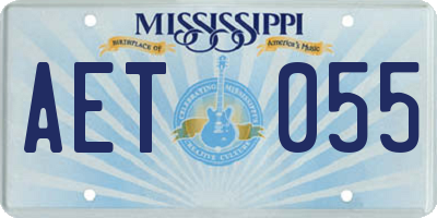 MS license plate AET055