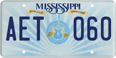 MS license plate AET060