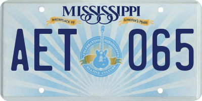 MS license plate AET065