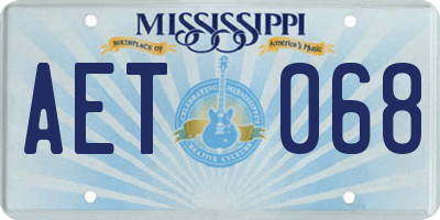 MS license plate AET068