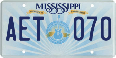 MS license plate AET070