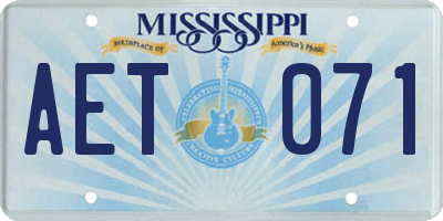 MS license plate AET071