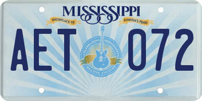 MS license plate AET072