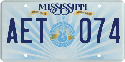 MS license plate AET074