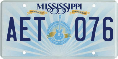 MS license plate AET076