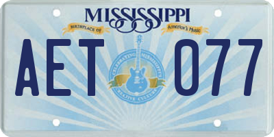 MS license plate AET077