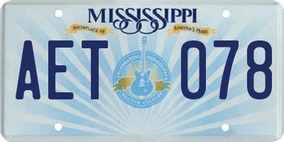 MS license plate AET078