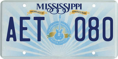 MS license plate AET080