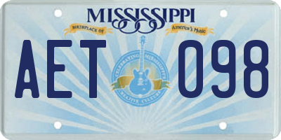 MS license plate AET098