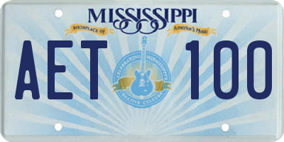 MS license plate AET100
