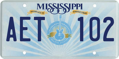 MS license plate AET102