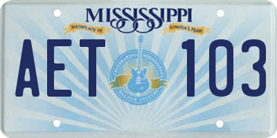 MS license plate AET103